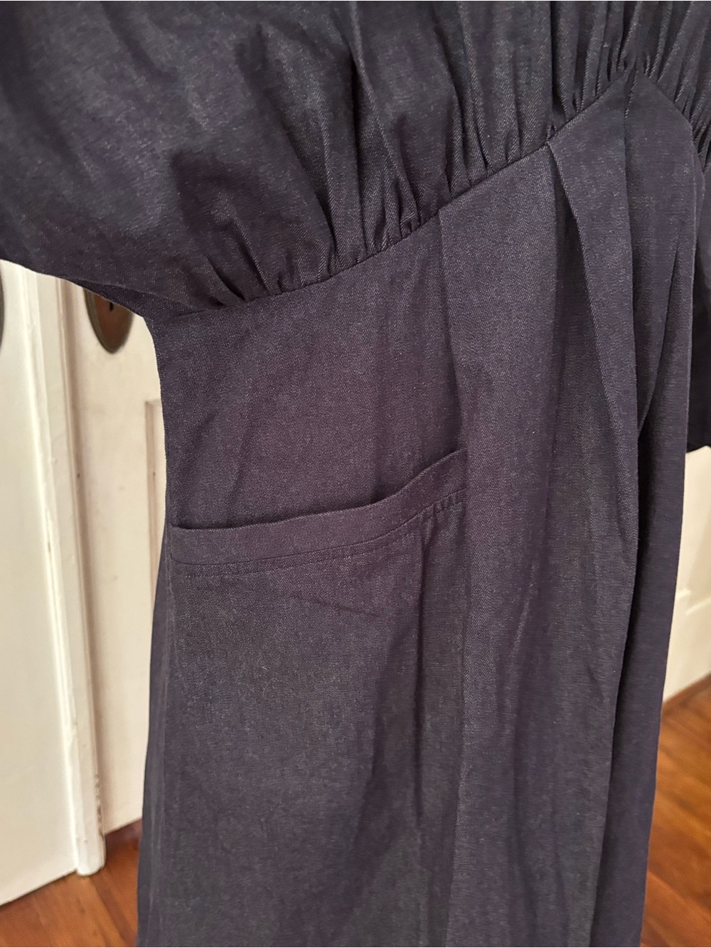 Co Collection Gathered Cotton-Chambray Midi Shirt Maxi Dress XL - Picture 8 of 11